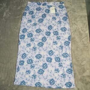 Vintage Floral Blue Midi Skirt Sz 14 Fairy Cottage Pastel Blue Lavender Y2K Fem‎